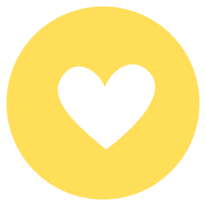 Bright yellow background with a white heart symbol representing kindness and care at St Katharines Primary School.